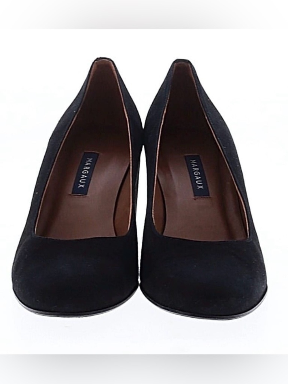 Margaux the Heel Black suede round toe Low Block Heel Pumps slip on in box 8 - Picture 6 of 16